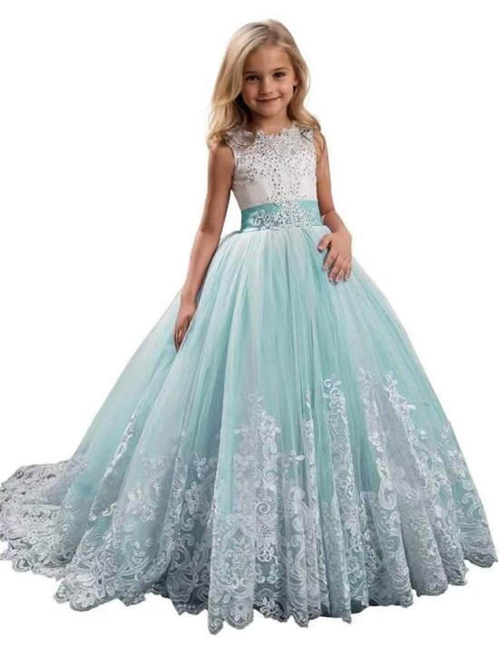 6T NWOT Mint Green and White Lace Applique Princess Style Christmas Dress - Picture 14 of 16